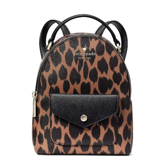 New Kate Spade Schuyler Mini Backpack Saffiano Leopard Spotted Animal Print - Picture 1 of 5